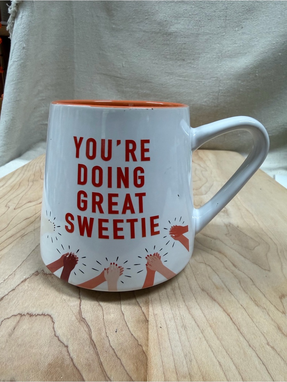 Motivational Ceramic Mug - White with Orang Accent